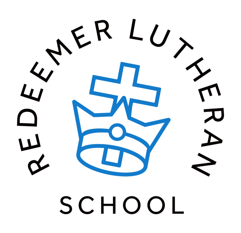 Redeemer Lutheran School logo with crown and cross