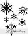 Black snowflake silhouettes on a white background, suitable for winter or Christmas themes.