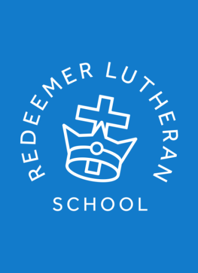 Redeemer Lutheran School logo with crown and cross, representing its Kokomo, IN preschool - 8th grade program.